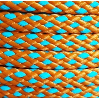 PPM touw 8 mm oranje/turquoise ruit